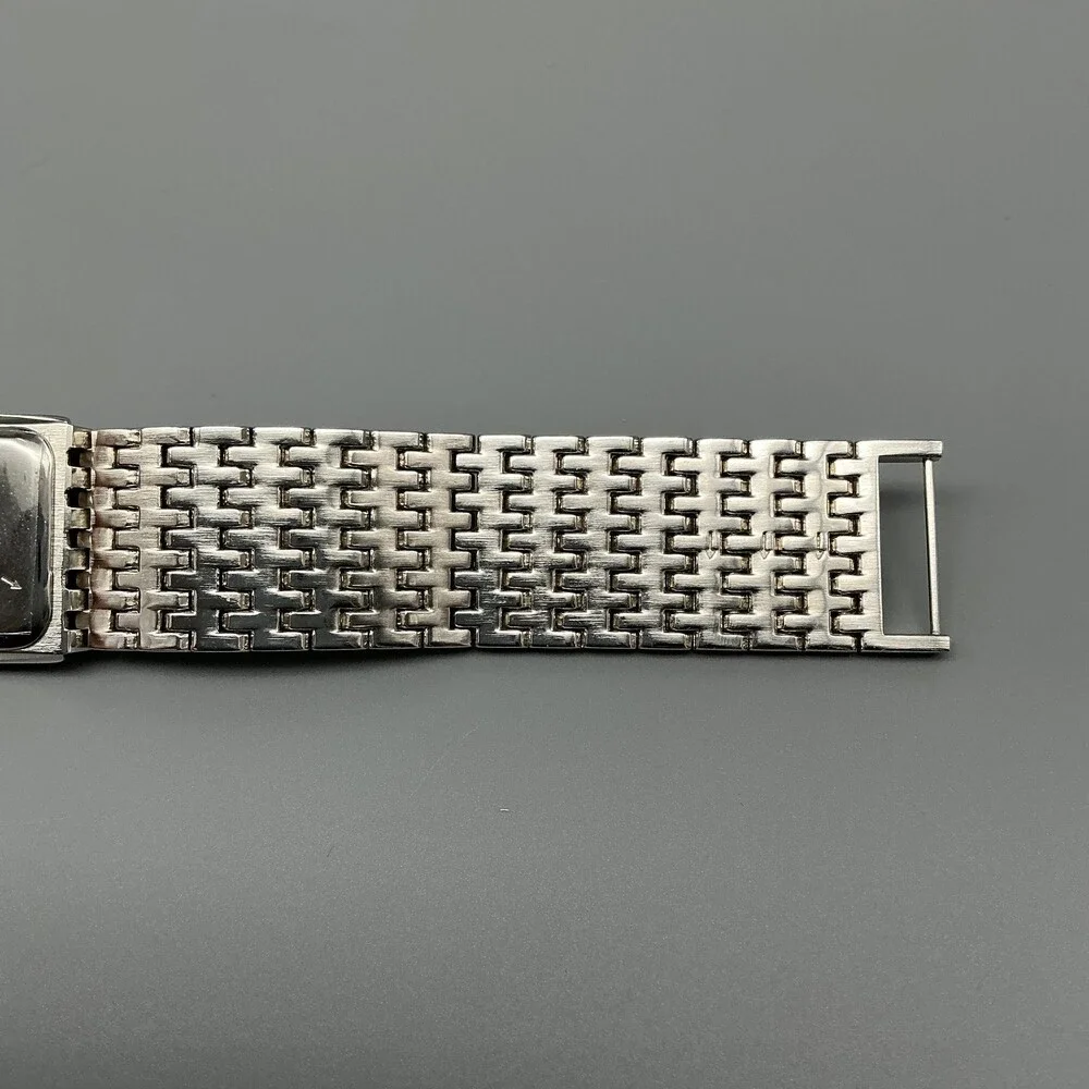 Gruen Precision Mens Watch 22mm Silver Tone Rectangle Dial New Battery 8.25